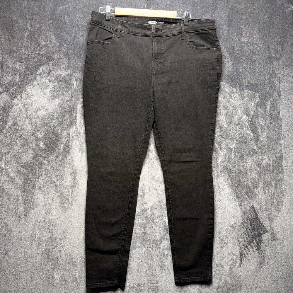 Old Navy Jeans Womens 16 Black Mid Rise Super Skinny Stretch Denim Pants